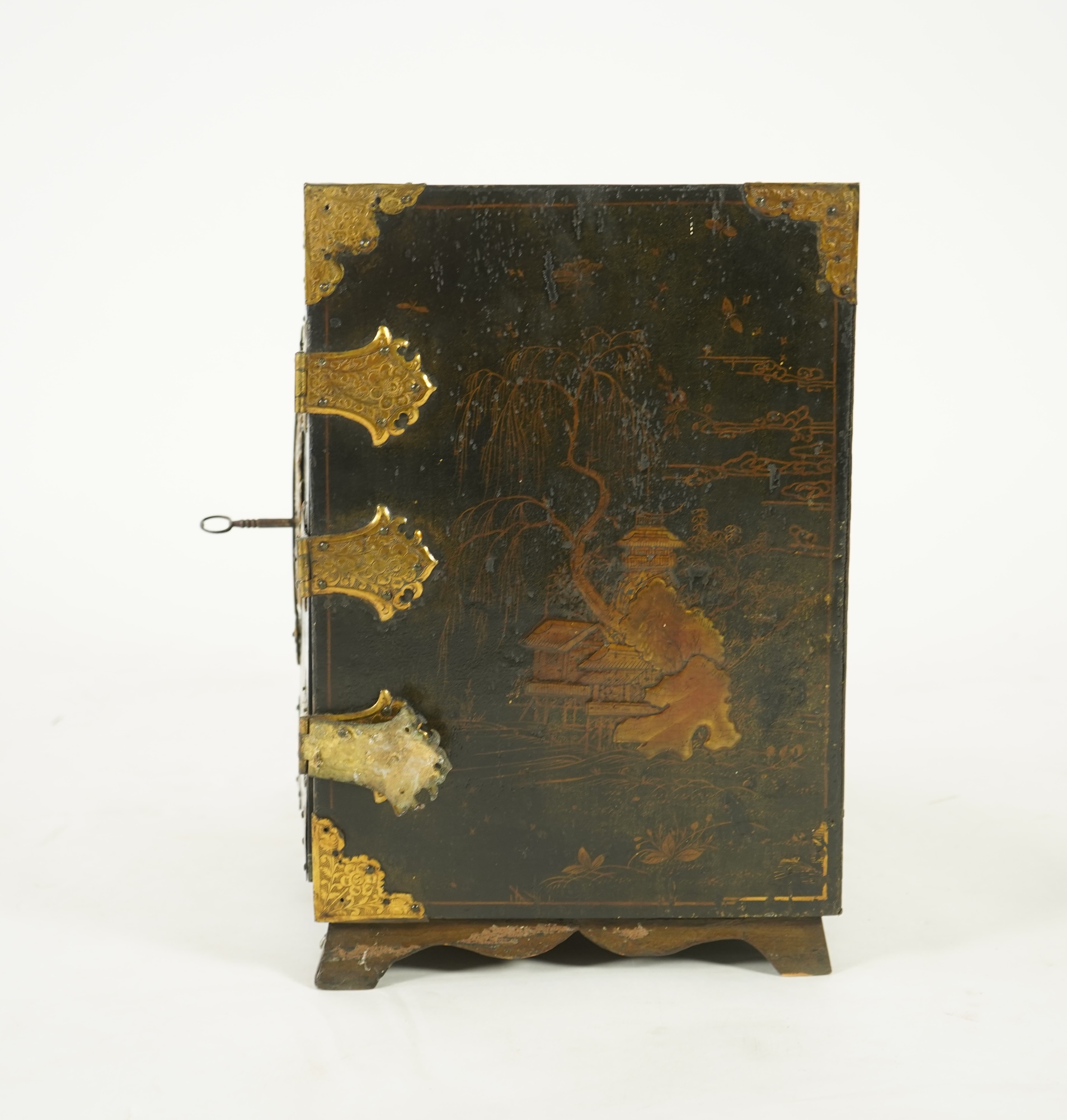 A George I black japanned table cabinet, c.1720